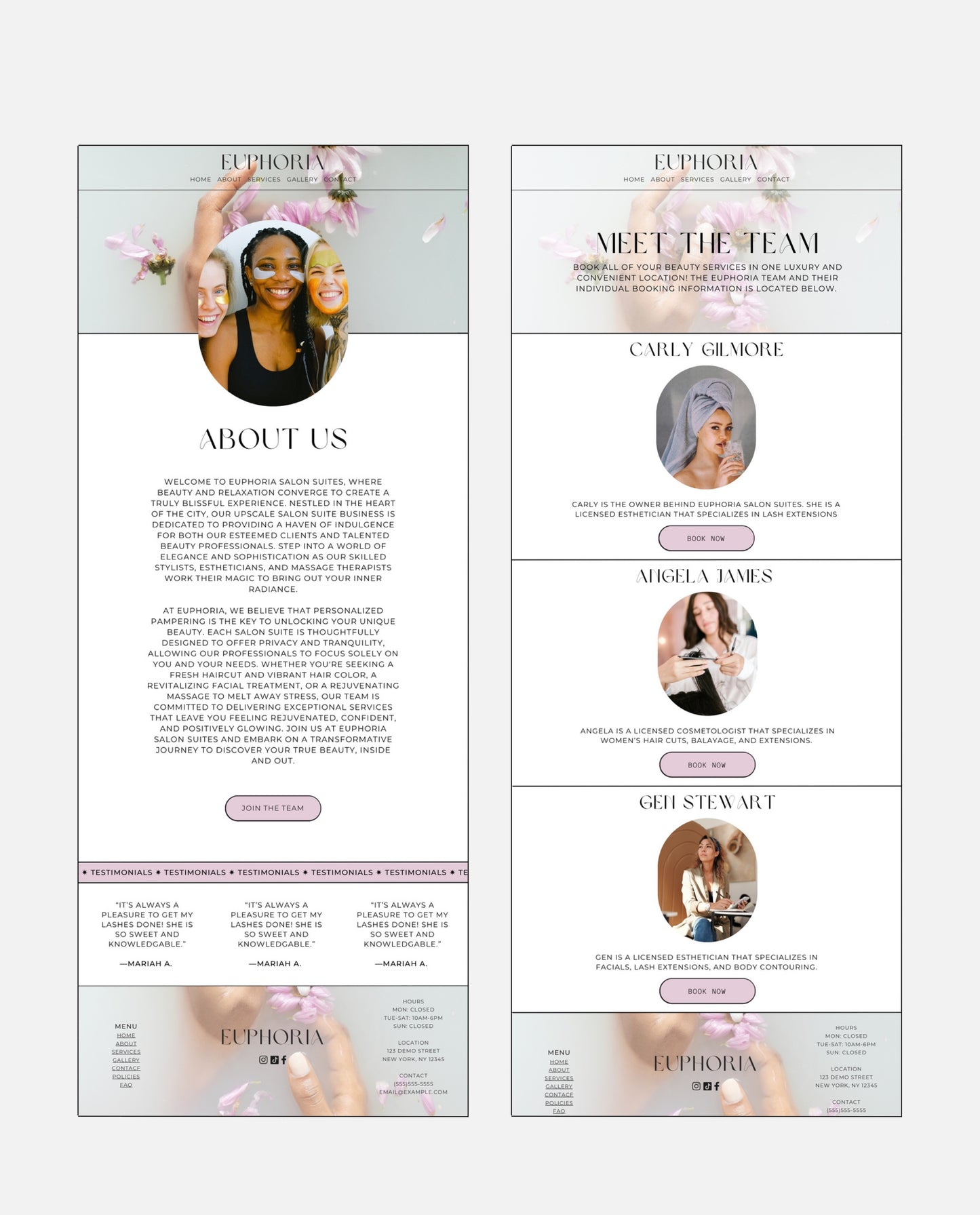 EUPHORIA | LILAC & BOHEMIAN WEBSITE TEMPLATE FOR SALONS