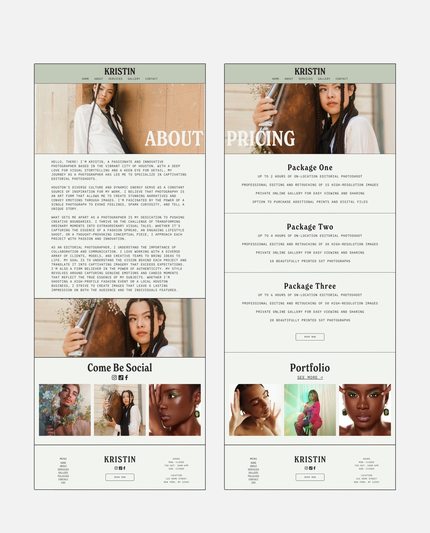 KRISTIN | NEUTRAL & CONTEMPORARY WEBSITE TEMPLATE FOR PHOTOGRAPHERS