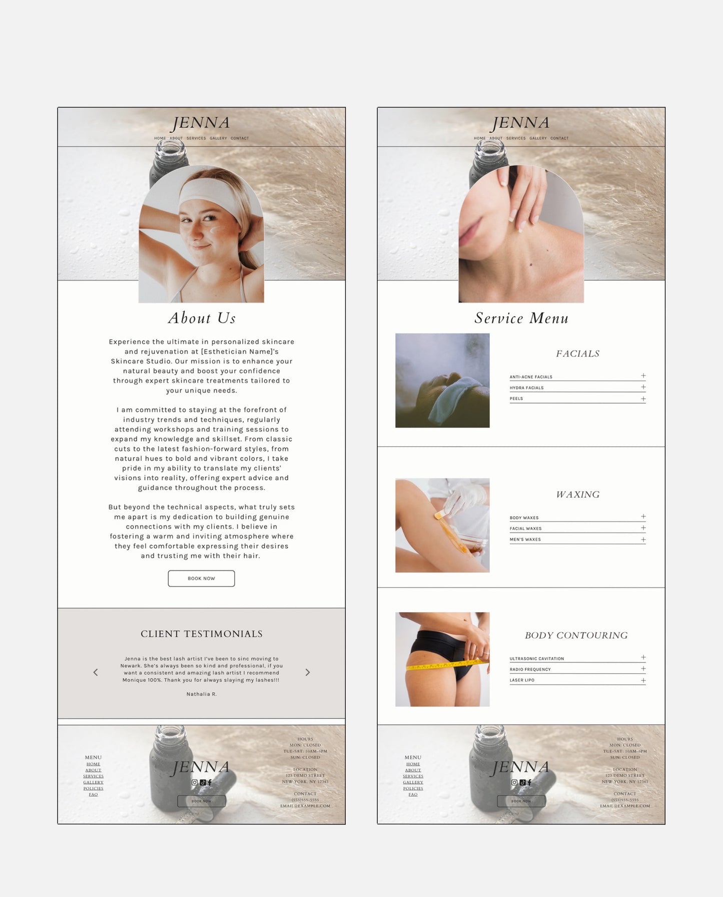 JENNA | NEUTRAL & AESTHETIC WEBSITE TEMPLATE FOR ESTHETICIANS