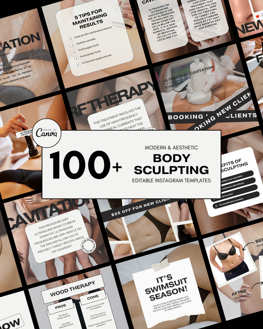 100+ MODERN AESTHETIC BODYSCULPTING IG TEMPLATES