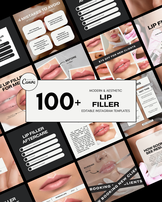 100+ MODERN AESTHETIC LIP FILLER IG TEMPLATES