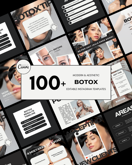 100+ MODERN AESTHETIC BOTOX IG TEMPLATES