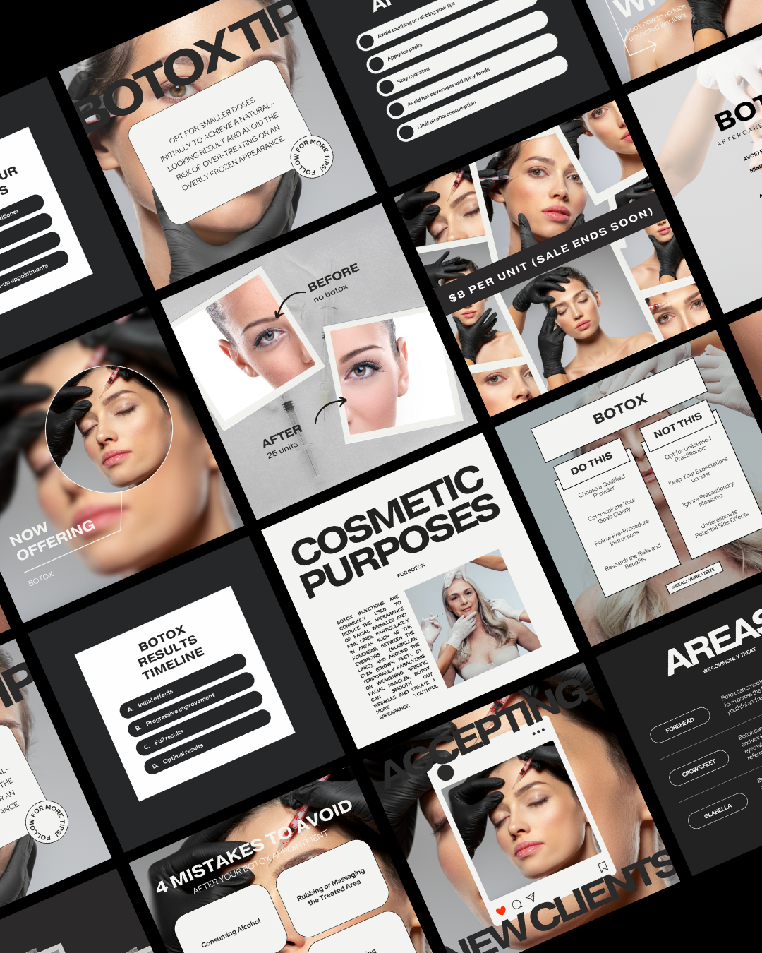 100+ MODERN AESTHETIC BOTOX IG TEMPLATES