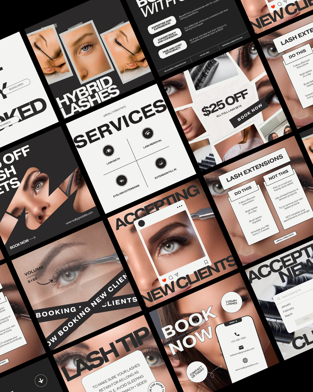 100+ MODERN AESTHETIC LASH ARTIST IG TEMPLATES