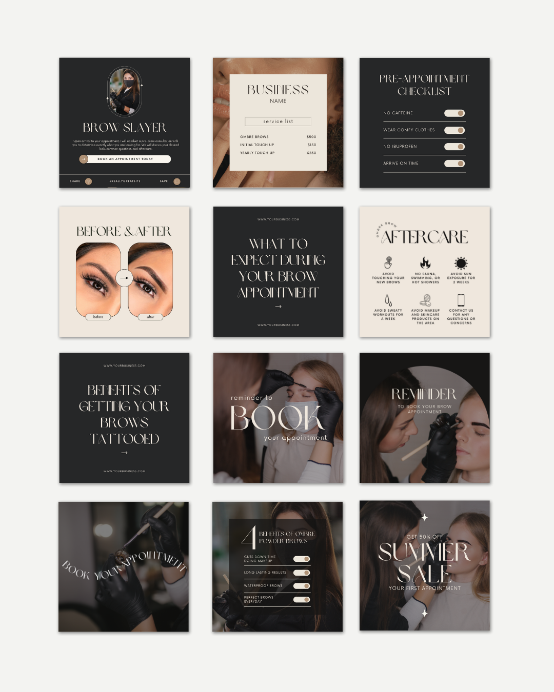 100+ LUXURY BROW INSTAGRAM TEMPLATES FOR PMU ARTISTS