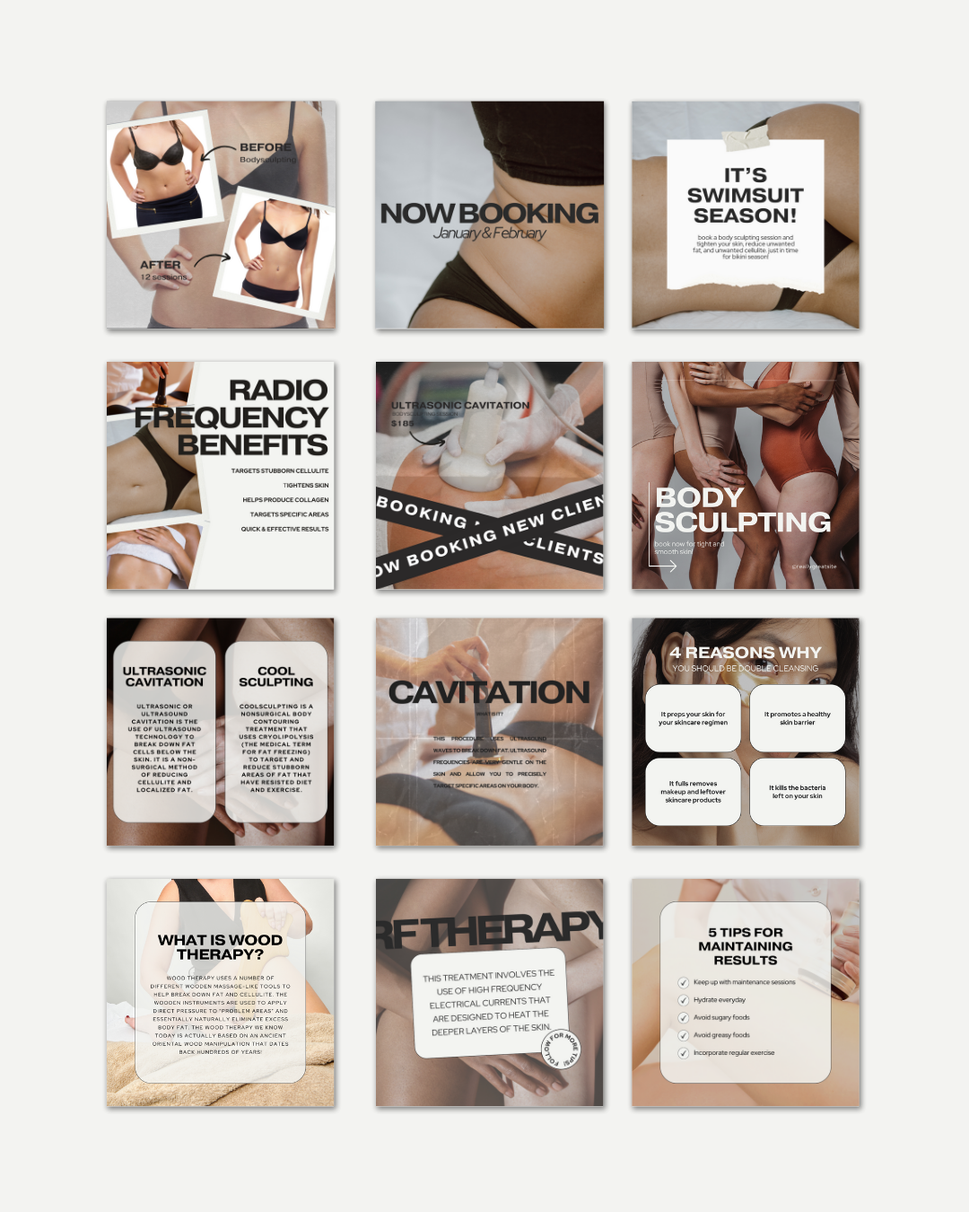 100+ MODERN AESTHETIC BODYSCULPTING IG TEMPLATES