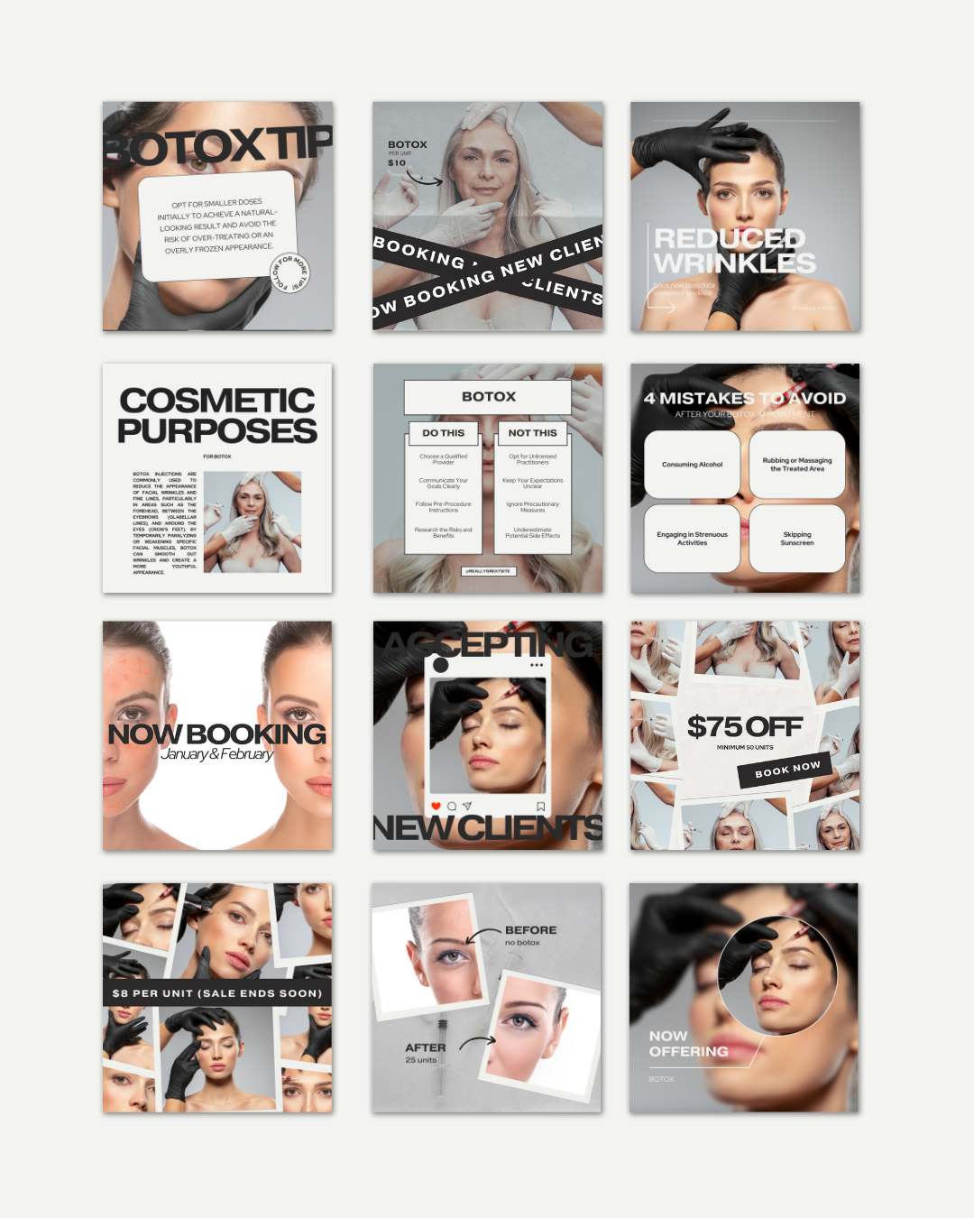 100+ MODERN AESTHETIC BOTOX IG TEMPLATES