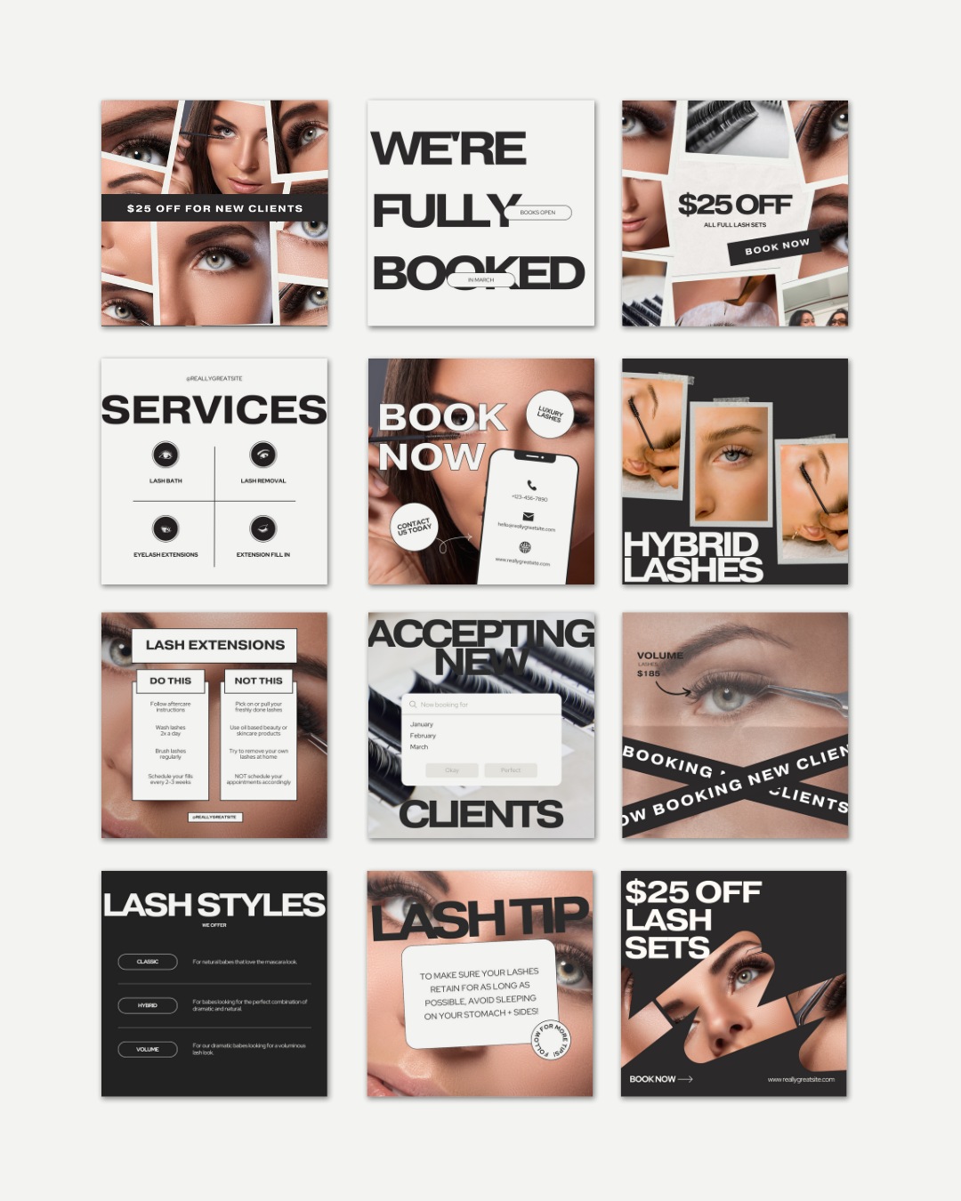 100+ MODERN AESTHETIC LASH ARTIST IG TEMPLATES