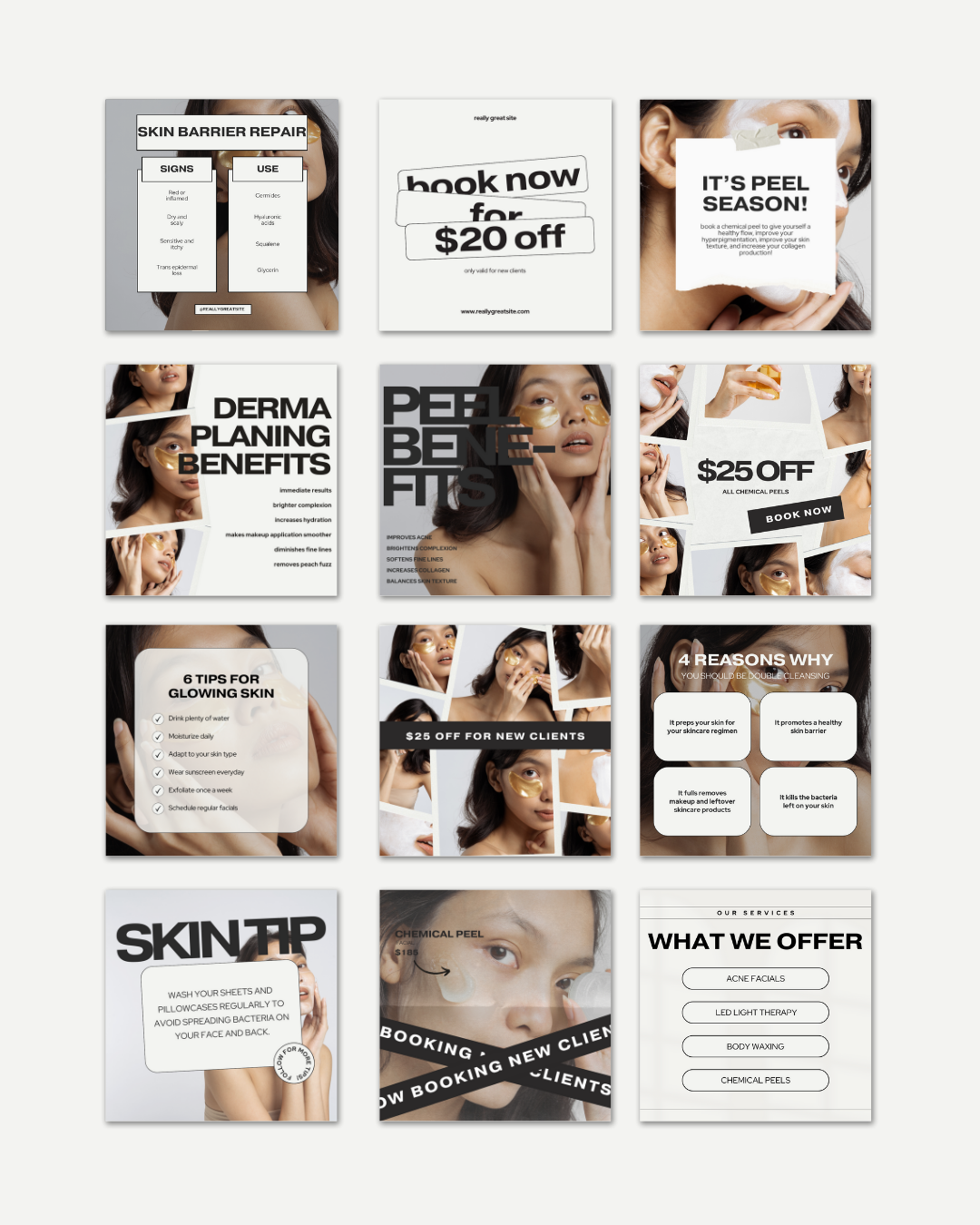 100+ MODERN AESTHETIC ESTHETICIAN & SKINCARE IG TEMPLATES