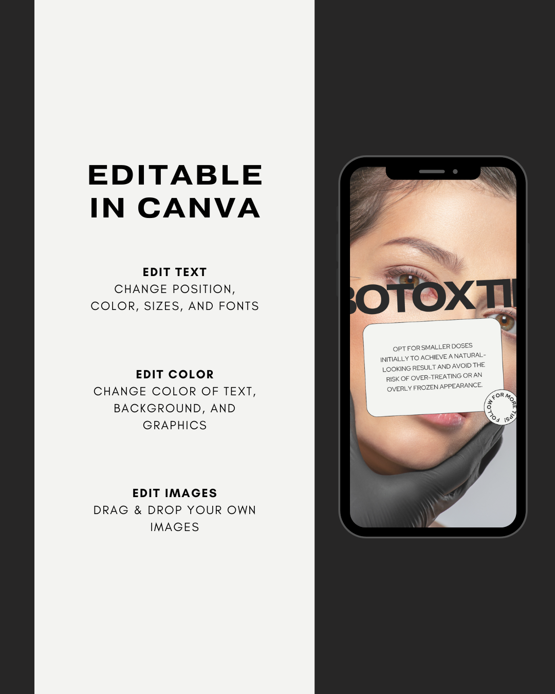 100+ MODERN AESTHETIC BOTOX IG TEMPLATES