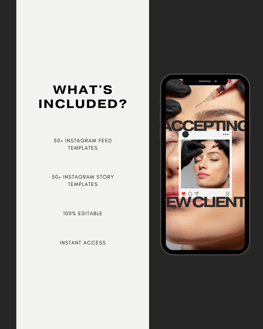 100+ MODERN AESTHETIC BOTOX IG TEMPLATES