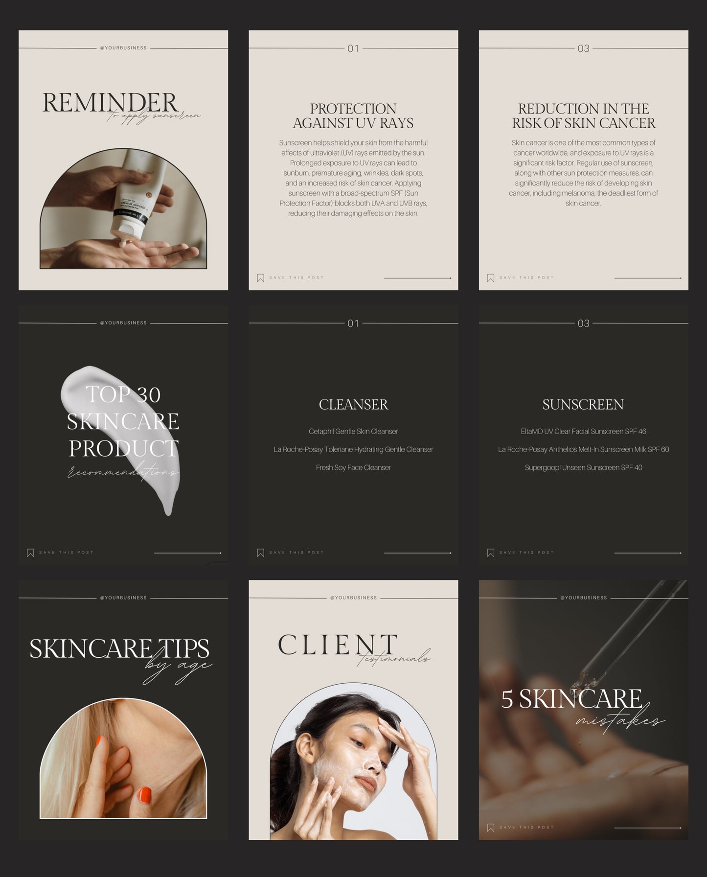 100+ ELEGANT NEUTRAL INSTAGRAM TEMPLATES FOR ESTHETICIANS