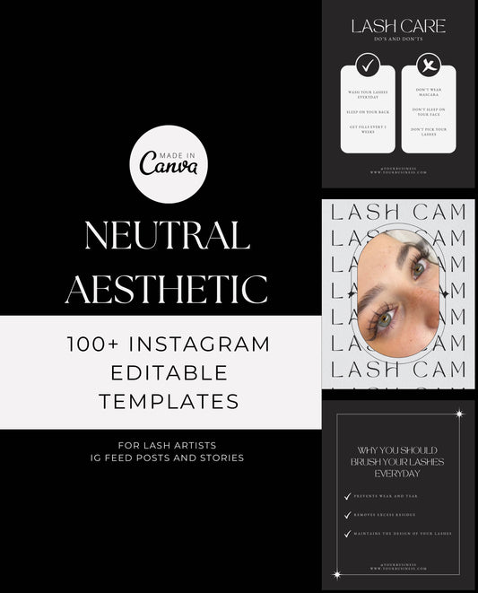 100+ SLEEK & MINIMAL INSTAGRAM TEMPLATES FOR LASH ARTISTS AND LASH SALONS