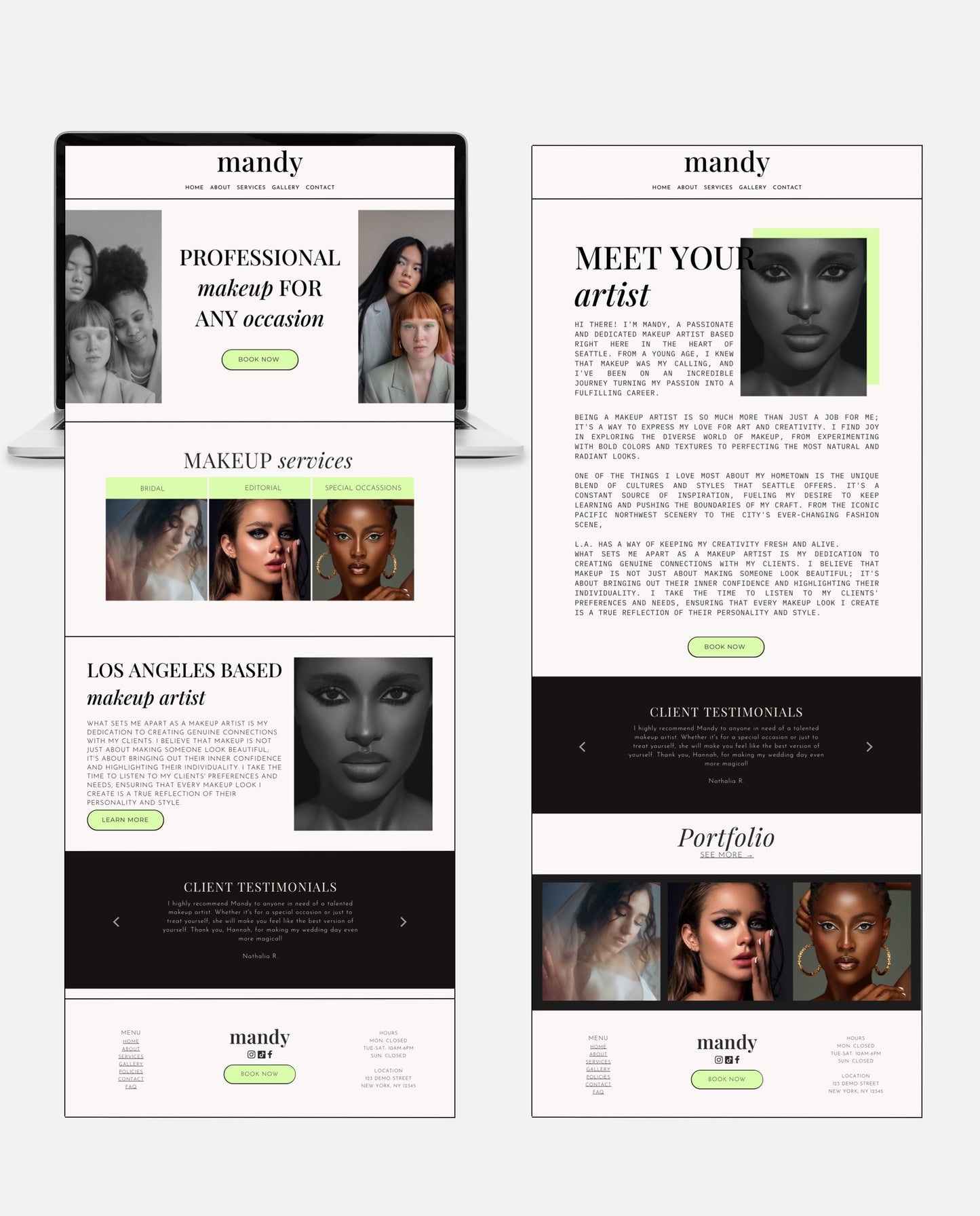 MANDY | MODERN & SLEEK WEBSITE TEMPLATE FOR MAKEUP ARTISTS
