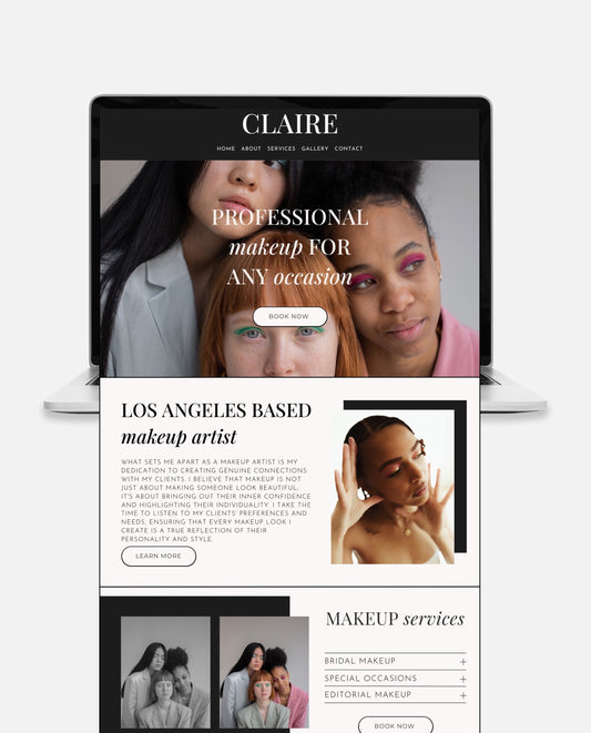 CLAIRE | MODERN & NEUTRAL WEBSITE TEMPLATE FOR MAKEUP ARTISTS