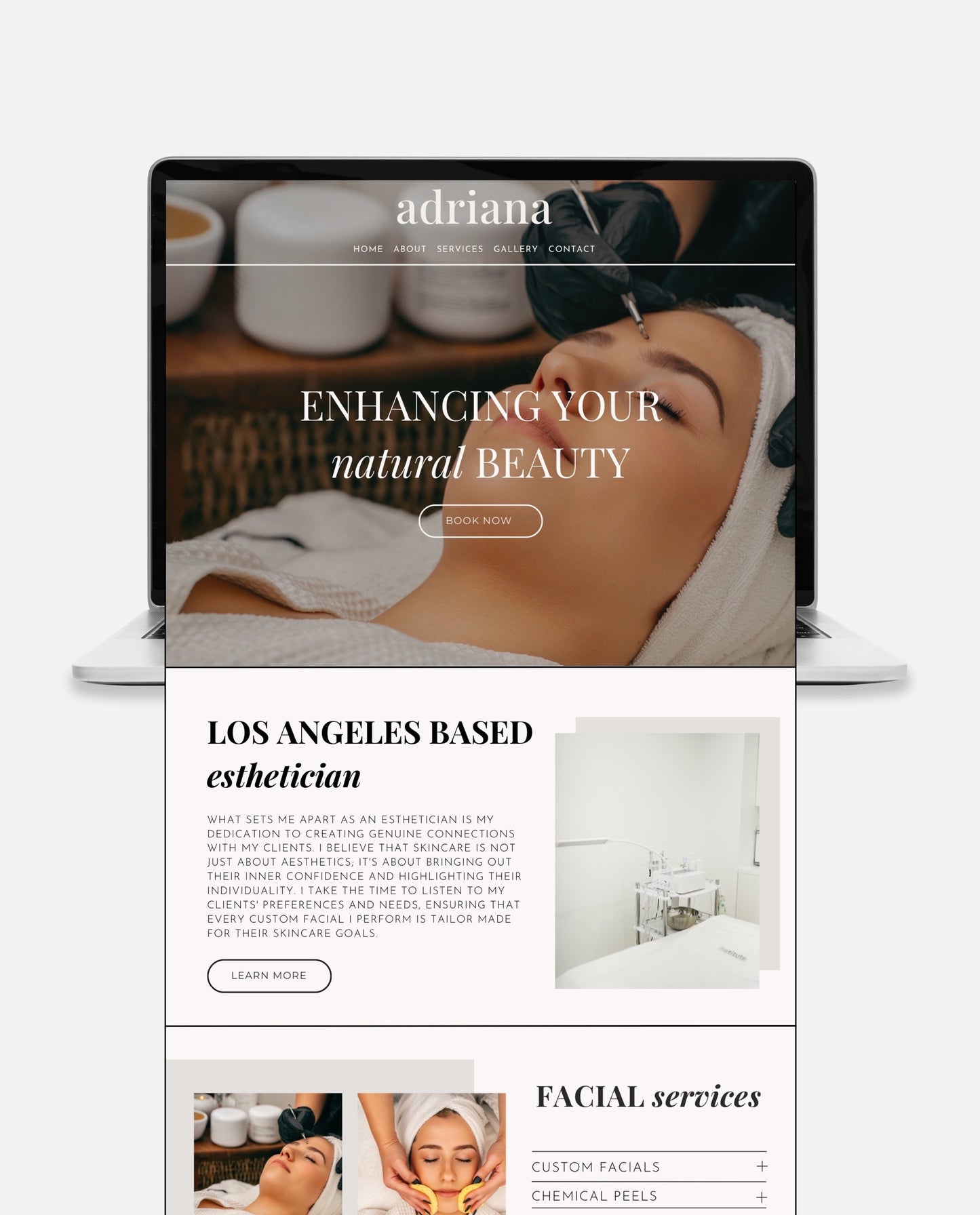 ADRIANA | CLEAN & MINIMAL WEBSITE TEMPLATE FOR ESTHETICIANS