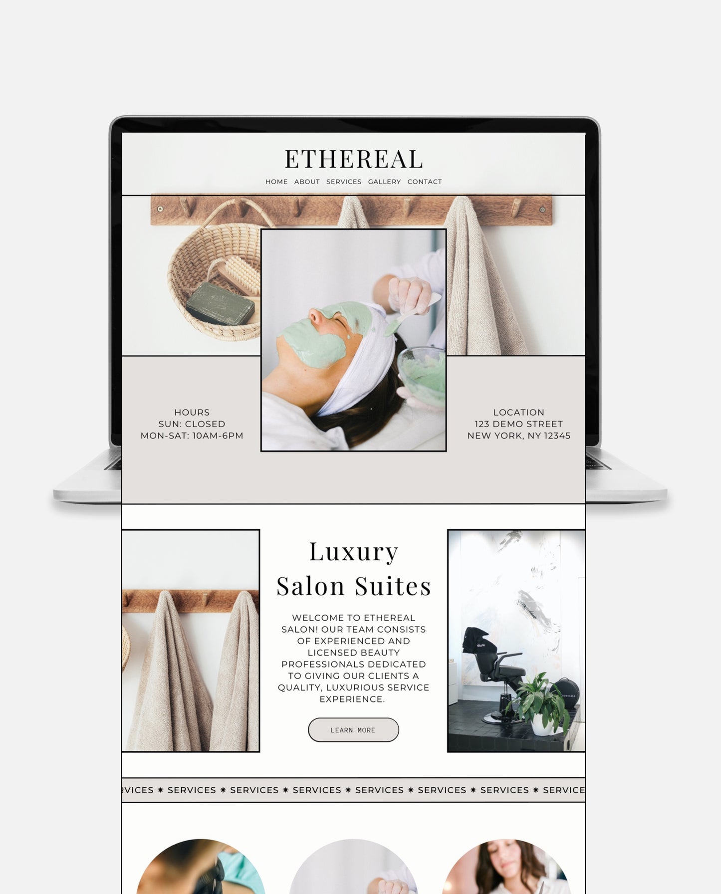 ETHEREAL | NEUTRAL & BOHEMIAN WEBSITE TEMPLATE FOR SALONS