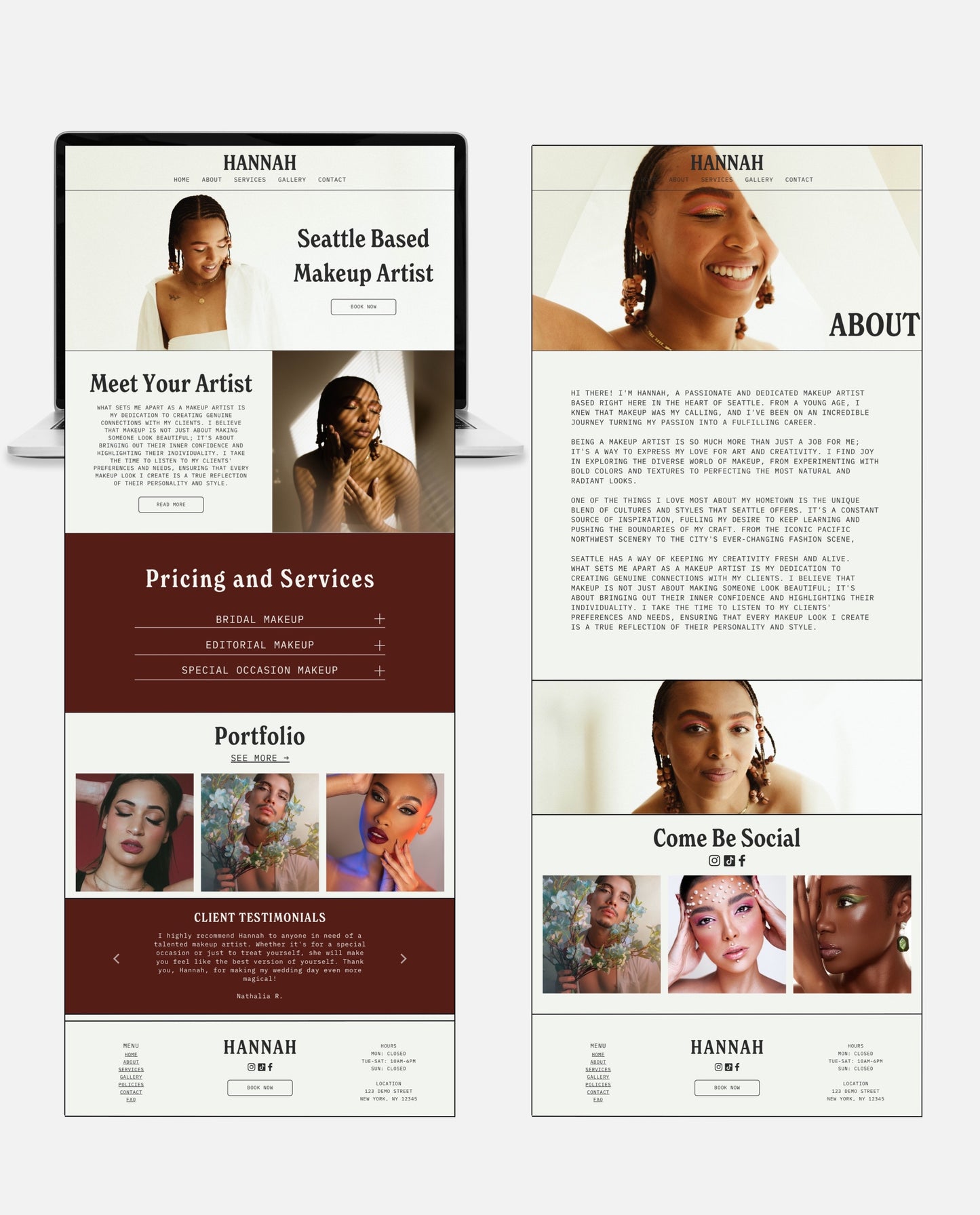 HANNAH | BOLD & STYLISH WEBSITE TEMPLATE FOR MAKEUP ARTISTS