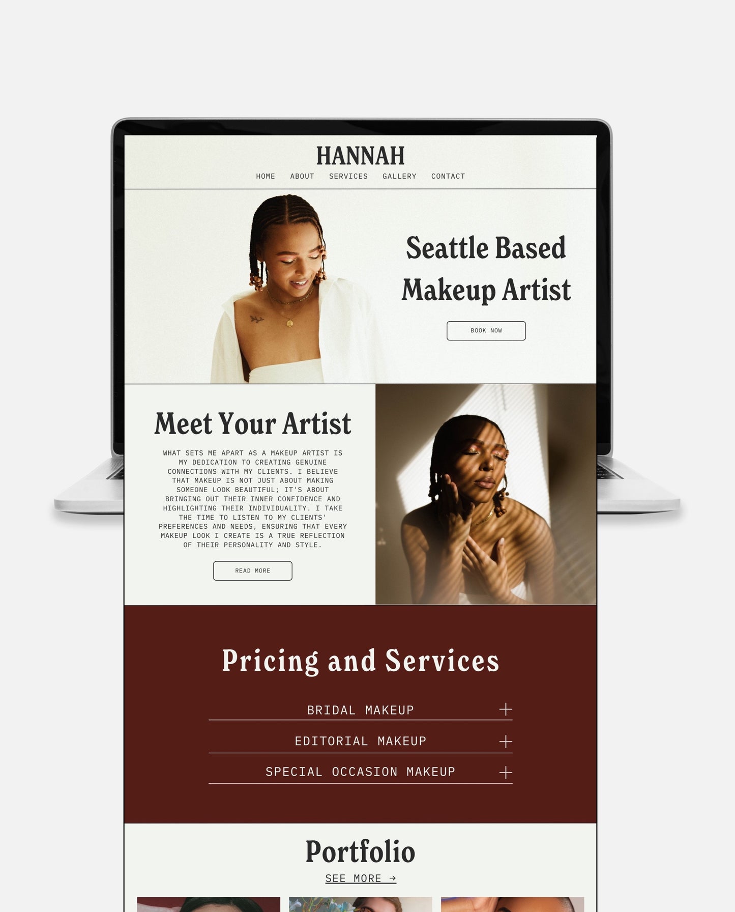 HANNAH | BOLD & STYLISH WEBSITE TEMPLATE FOR MAKEUP ARTISTS